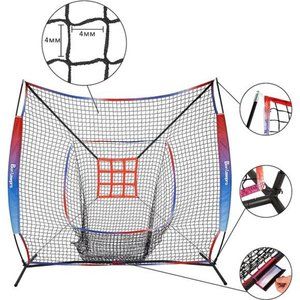 Baseball Softball Training Set 7x7ft Net+ Caddie+ Batting Tee+3Pack Heavy Ball